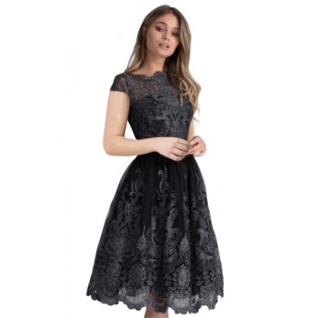 Dreamy Green Lace Embroidered Prom Dress Black